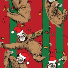 45" Christmas - Christmas Sloth - red - 1 yd